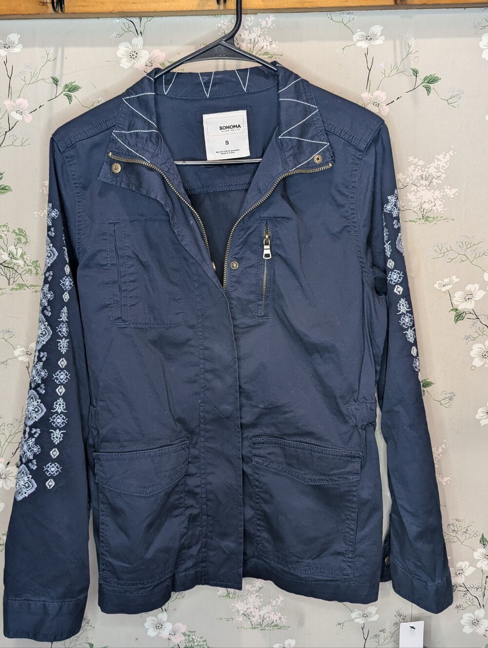 Sonoma Cotton Jacket with Embroidered Sleeves PTP: 20, L: 25. NWT